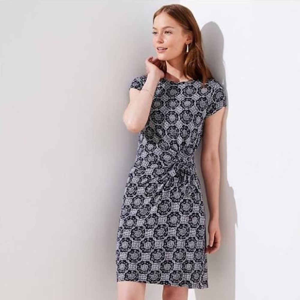 NEW LOFT Navy Side-tie Dress